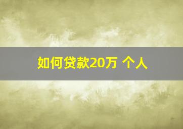 如何贷款20万 个人